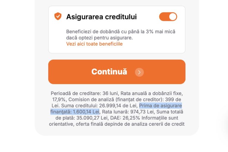 Cât costă asigurarea creditului la TBI Bank?