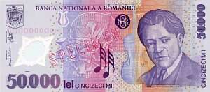 bancnota 50.000 lei george enescu