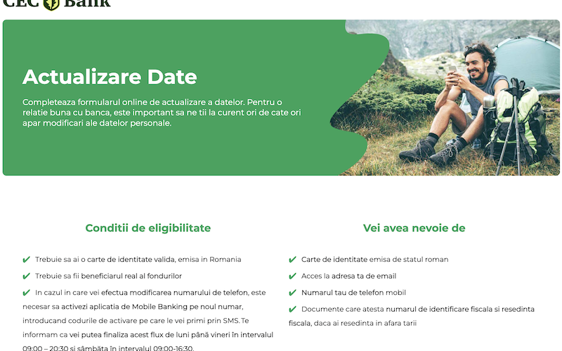 actualizare date personale online cec