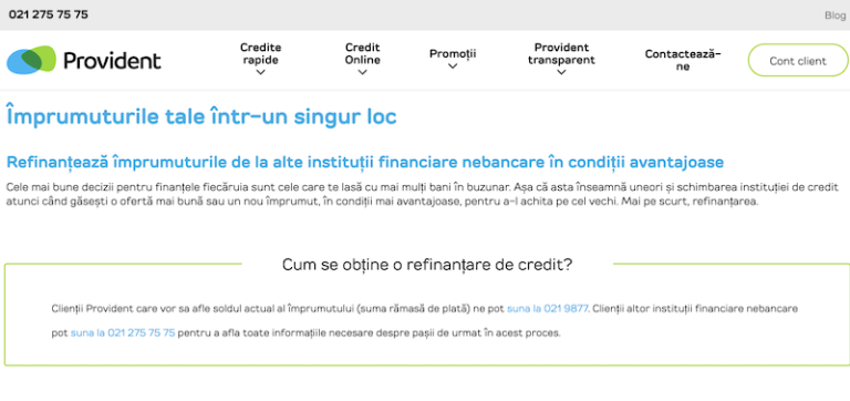 Care sunt condițiile pentru refinanțarea împrumutului Provident?