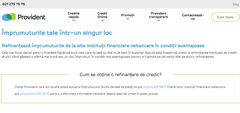 refinantare imprumut provident
