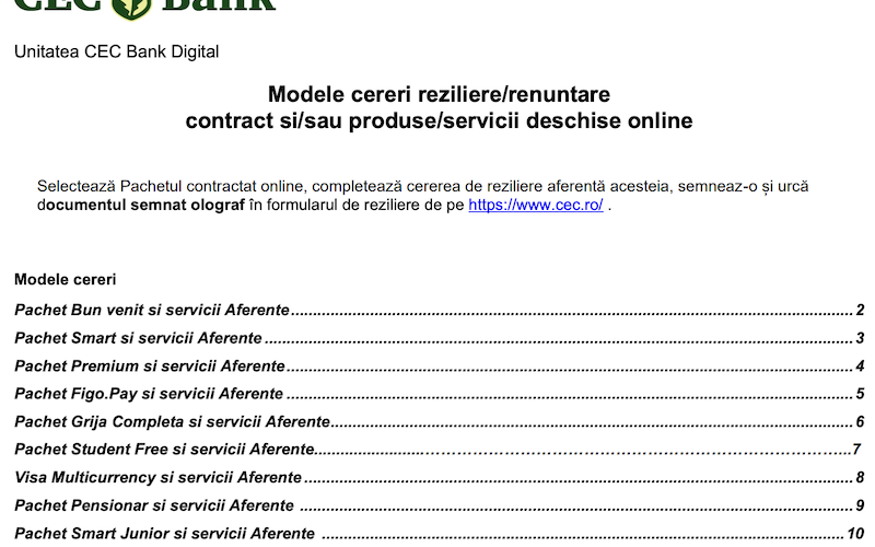 cerere reziliere cont cec